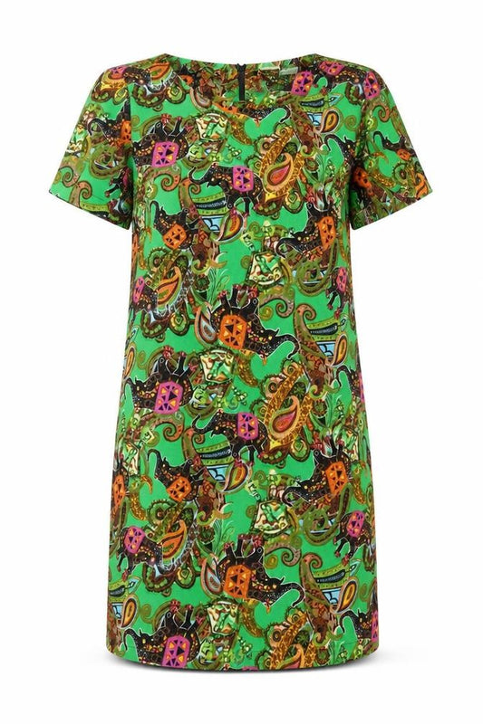 Front view of Vera & Lucy women’s multicoloured polyester shift, size S, round neck