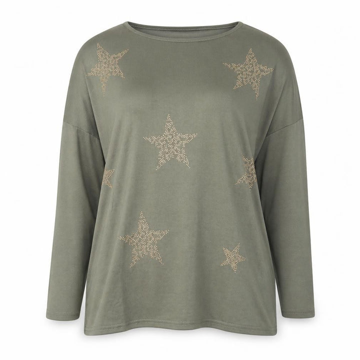 Front view of New Look women’s green round neck polyester jumper, size M