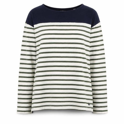 Jack Wills Womens White Round Neck Striped Cotton Pullover Jumper Size 6