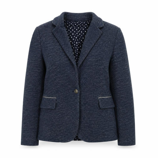 Front view of Zara women’s blue jacket blazer, size M, button