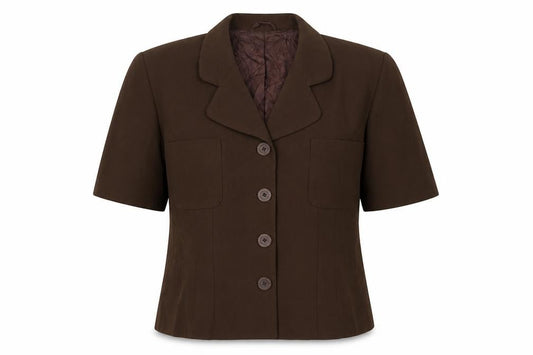 Front view of Roman women’s brown jacket blazer, size UK 12, button