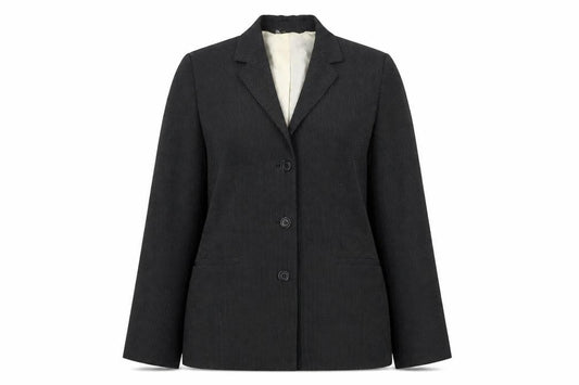Front view of BHS women’s black jacket blazer, size UK 12, button