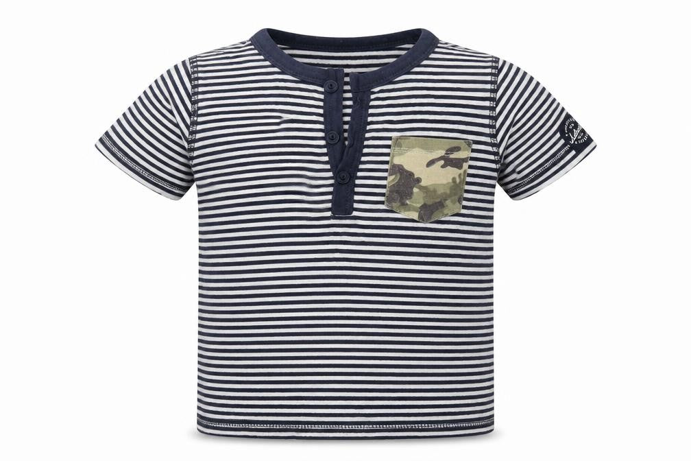 Soul & glory Boys Blue Striped Polyester Jersey T-Shirt Size 3-4 Years V-Neck Pullover