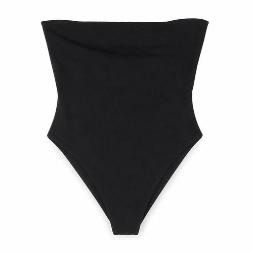 Topshop Womens Black Cotton Bodysuit One-Piece Size M Snap