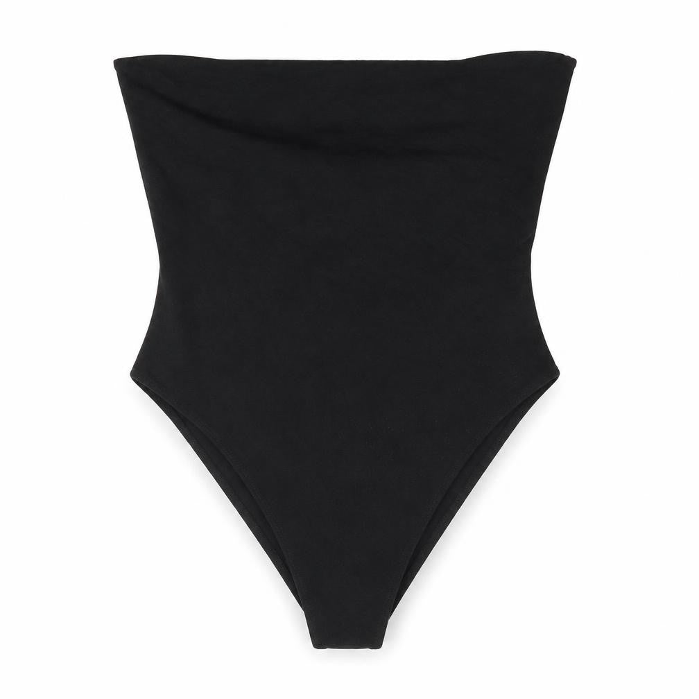 Topshop Womens Black Cotton Bodysuit One-Piece Size M Snap