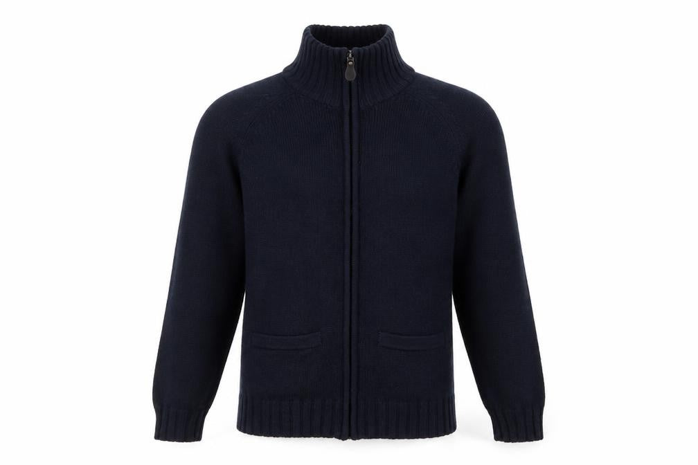 Sfera Mens Blue Mock Neck Acrylic Full Zip Jumper Size L