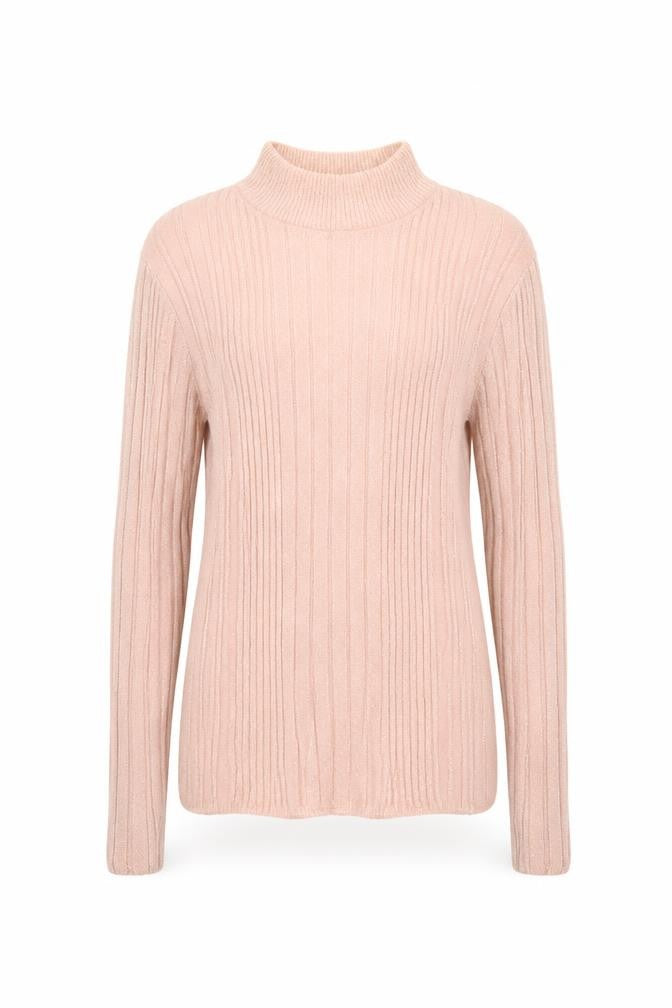 Front view of New Look women’s pink mock neck viscose jumper, size UK 8