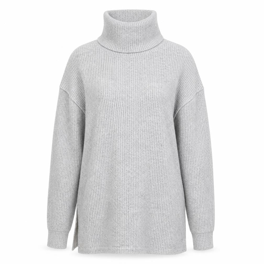 Front view of New Look women’s grey roll neck polyester jumper, size S