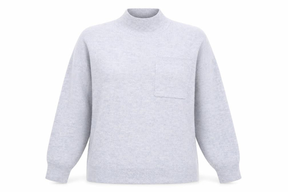 Front view of F&F women’s blue round neck polyester jumper, size UK 14