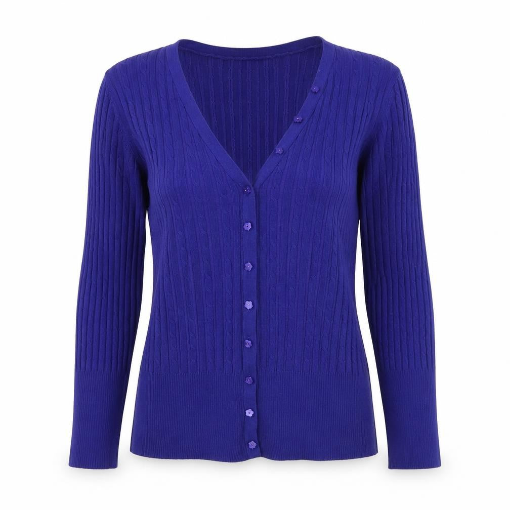 CC Womens Blue V-Neck Cotton Cardigan Jumper Size S