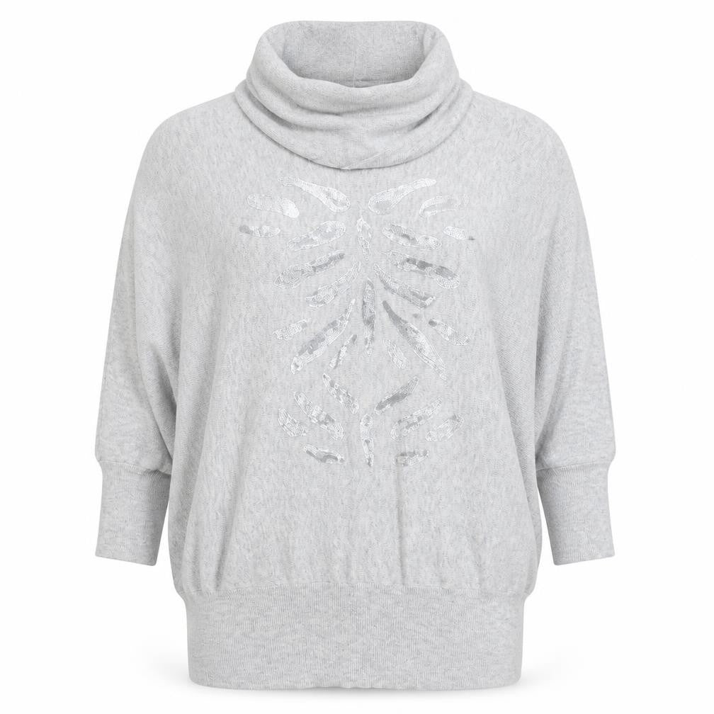 LOVE ME TENDER Womens Grey Cowl Neck Cotton Pullover Jumper Size 18