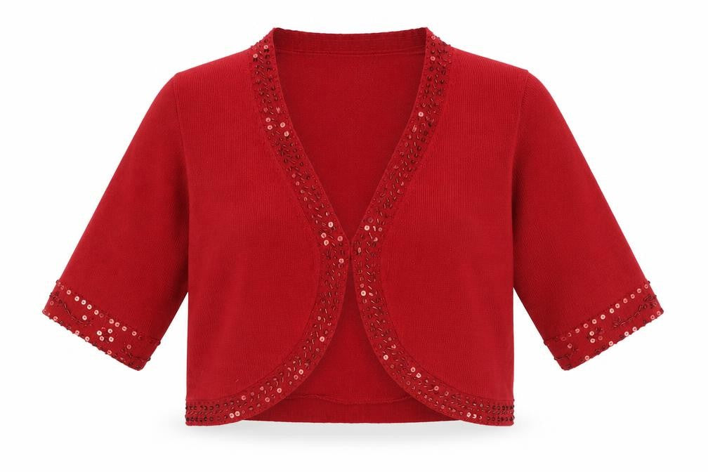 Changes By Together Womens Red V-Neck Acrylic Cardigan Jumper Size 12