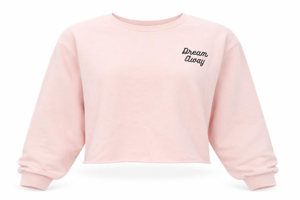 Front view of Forever 21 women’s pink cotton pullover sweatshirt, size M, pullover