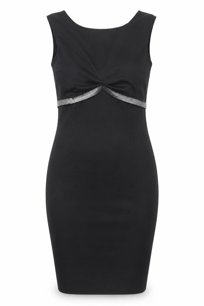 Front view of Papaya women’s black polyester bodycon, size UK 10, boat neck pullover