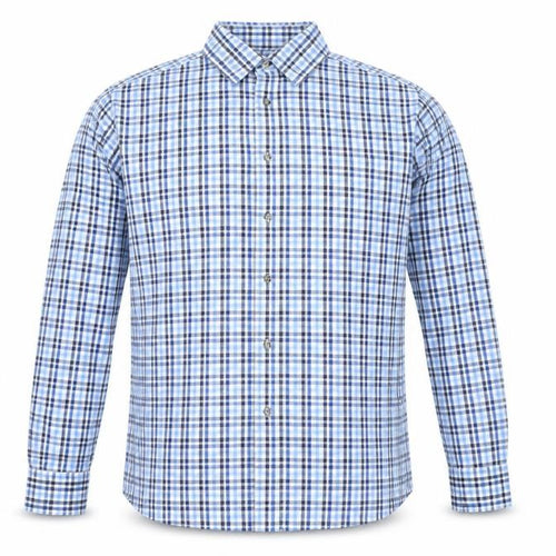 Marks & Spencer Mens Blue Check Polyester Button-Up Size 41 Collared