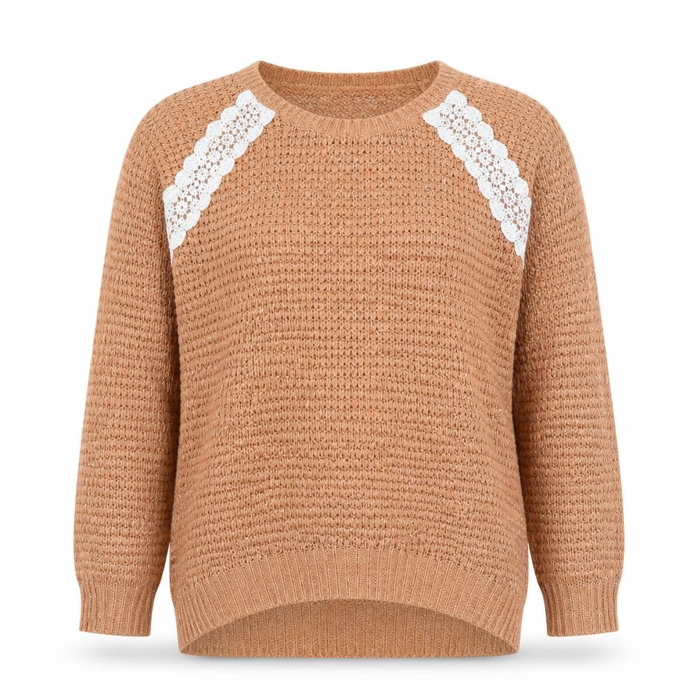 Front view of Tu women’s orange round neck acrylic jumper, size UK 12