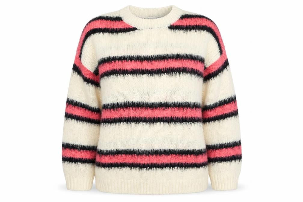 TU Womens Multicoloured Round Neck Striped Acrylic Henley Jumper Size L
