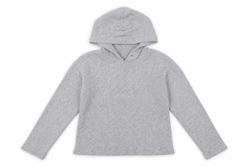 Front view of Tu girls’ grey round neck polyester jumper, size 8, years pullover