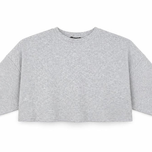 ASOS Womens Grey Viscose Cropped T-Shirt Size 8 Round Neck