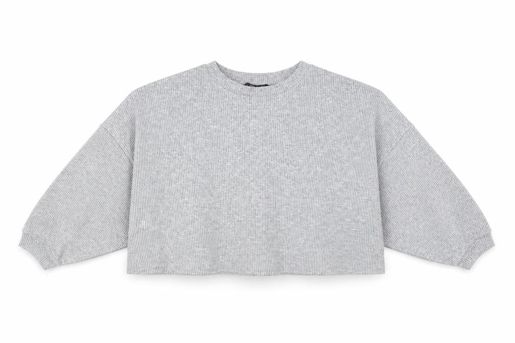 ASOS Womens Grey Viscose Cropped T-Shirt Size 8 Round Neck