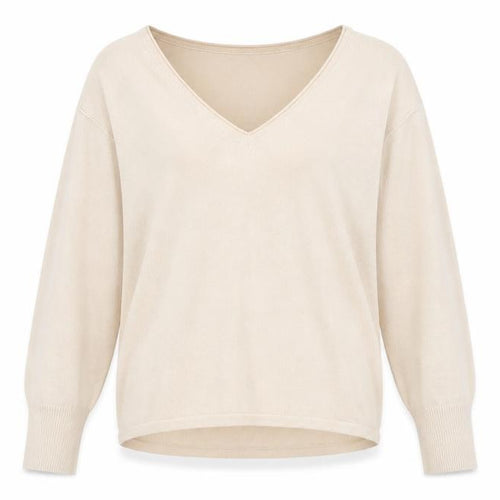 Marks & Spencer Womens Beige V-Neck Viscose Pullover Jumper Size 10
