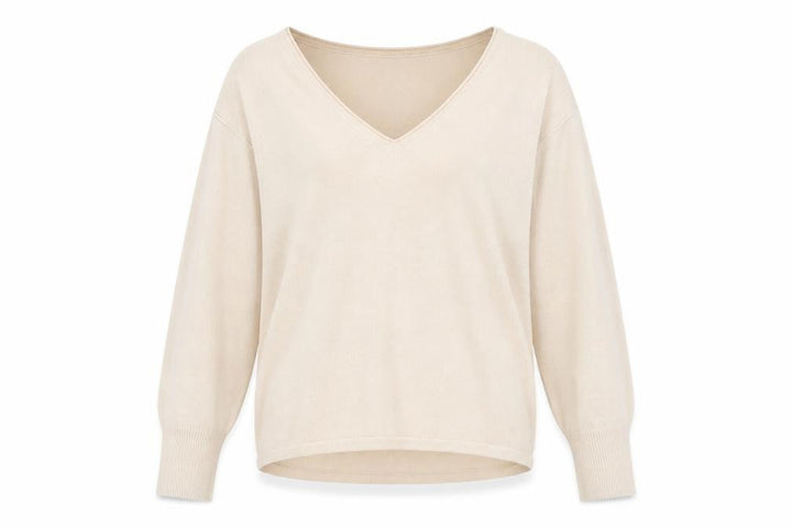 Marks & Spencer Womens Beige V-Neck Viscose Pullover Jumper Size 10