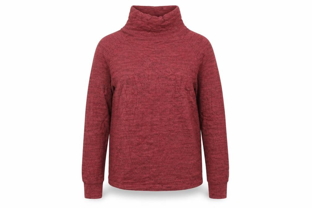 Front view of Next women’s red mock neck viscose jumper, size UK 10