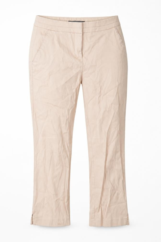 Front view of Atmosphere women’s pink cotton trousers, size UK 6, 20-inch leg regular