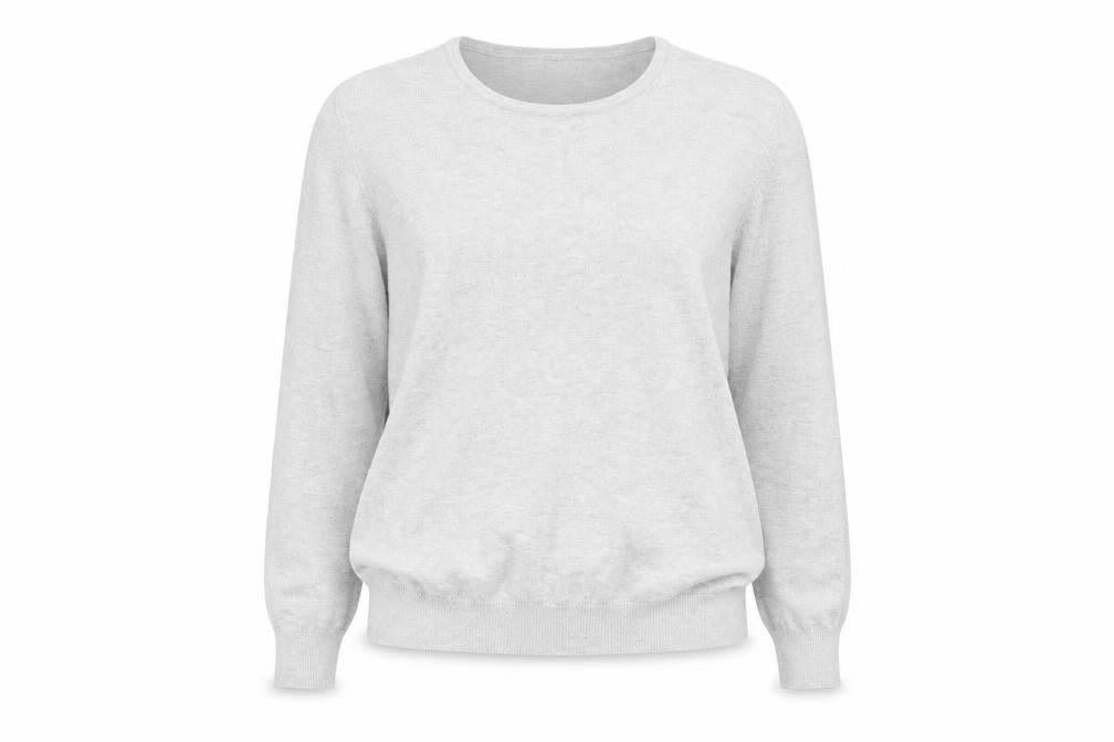 Front view of Capsule women’s grey round neck viscose jumper, size UK 12