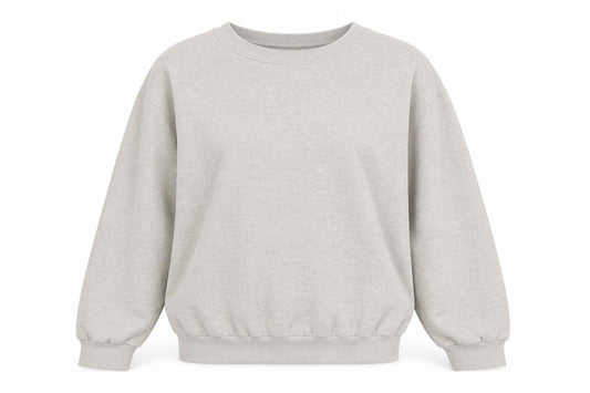 Front view of ASOS women’s beige polyester pullover sweatshirt, size UK 6