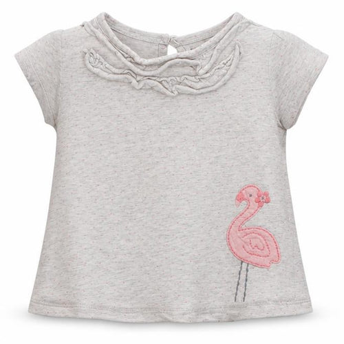 Carter's Girls White Geometric Cotton Basic Blouse Size 12-18 Months Crew Neck - Flamingo