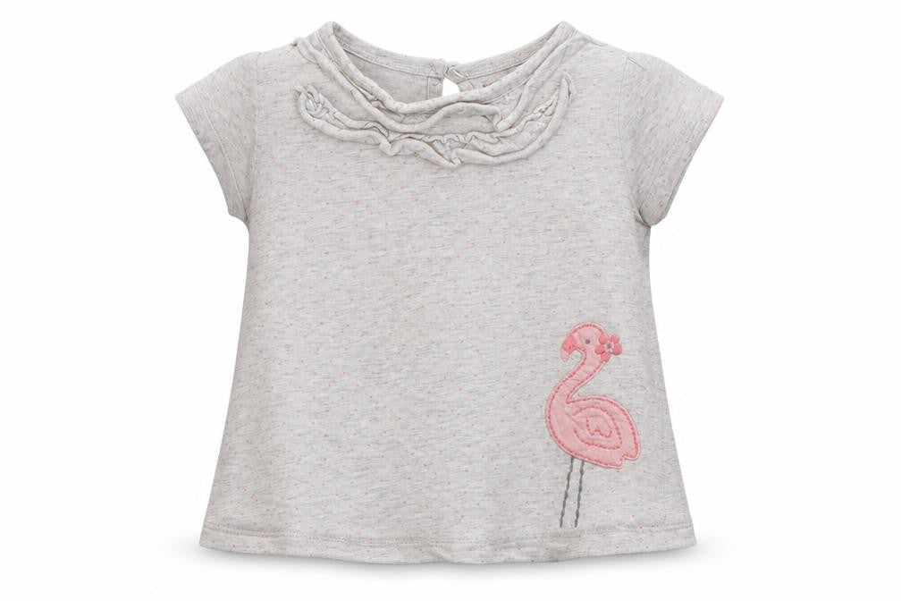 Carter's Girls White Geometric Cotton Basic Blouse Size 12-18 Months Crew Neck - Flamingo