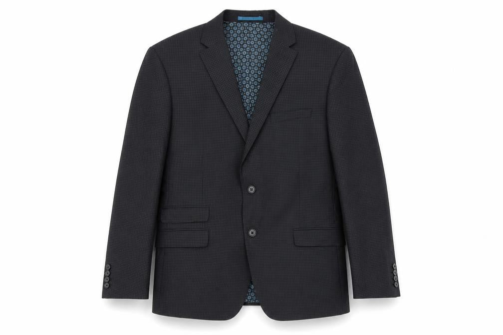 ONESIX5IVE Mens Blue Check Polyester Jacket Suit Jacket Size 44