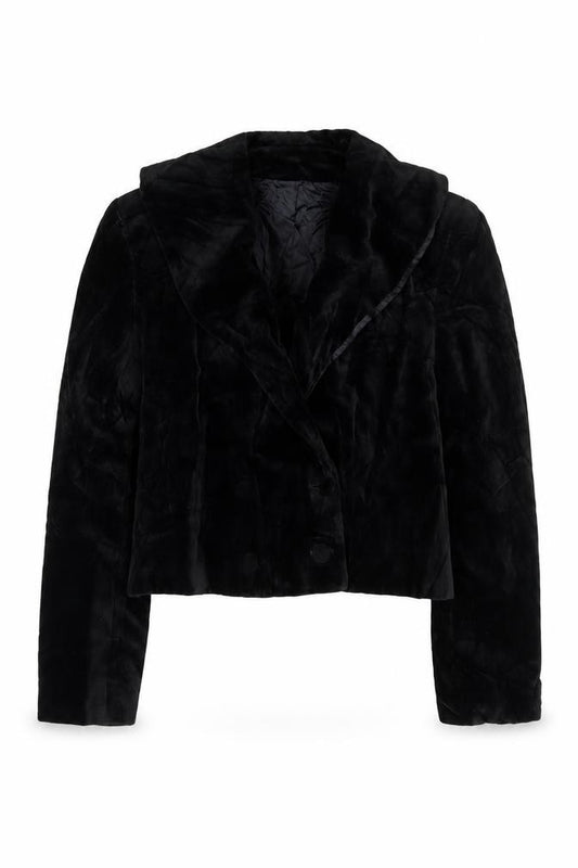 Front view of St Michael women’s black cotton jacket suit jacket, size UK 12