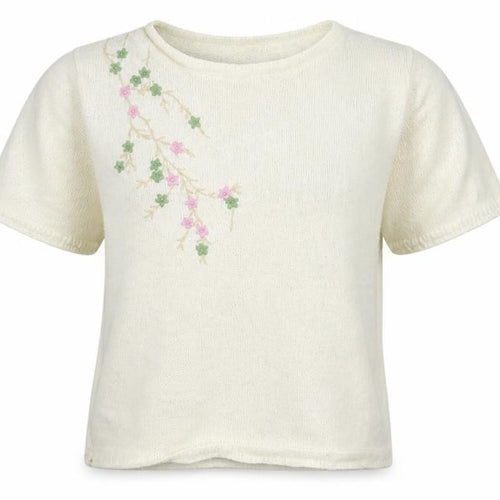 Bonmarché Womens Ivory Round Neck Floral Acrylic Pullover Jumper Size M