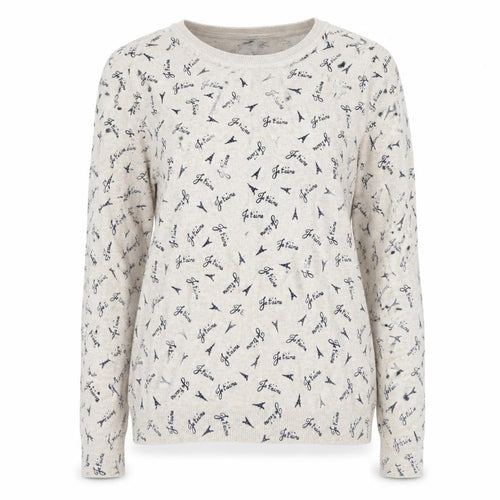 Marks & Spencer Womens Beige Round Neck Geometric Viscose Pullover Jumper Size 12