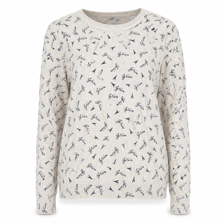 Marks & Spencer Womens Beige Round Neck Geometric Viscose Pullover Jumper Size 12