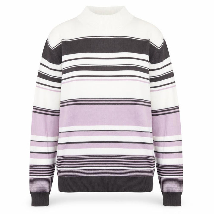 Marks & Spencer Womens Multicoloured Mock Neck Striped Acrylic Pullover Jumper Size 12