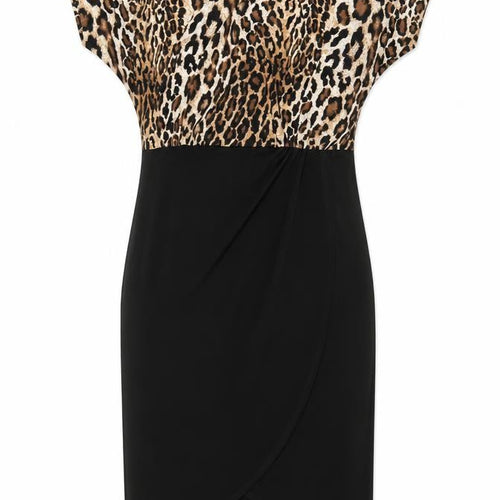 JD Wiliams Womens Black Animal Print Polyester A-Line Size 10 Round Neck