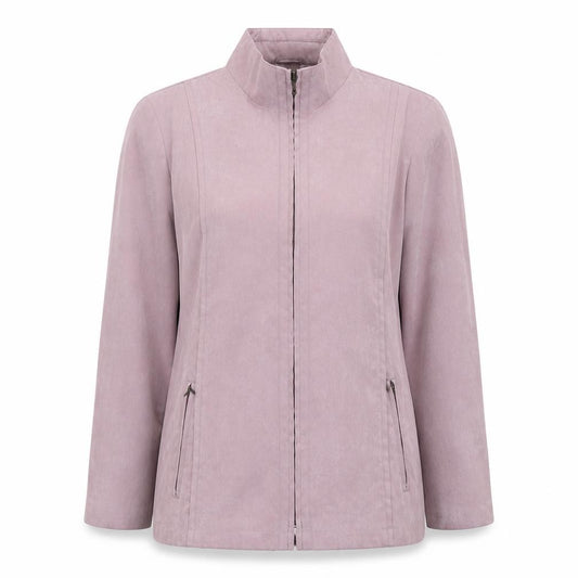 Front view of EWM women’s pink jacket, size UK 14