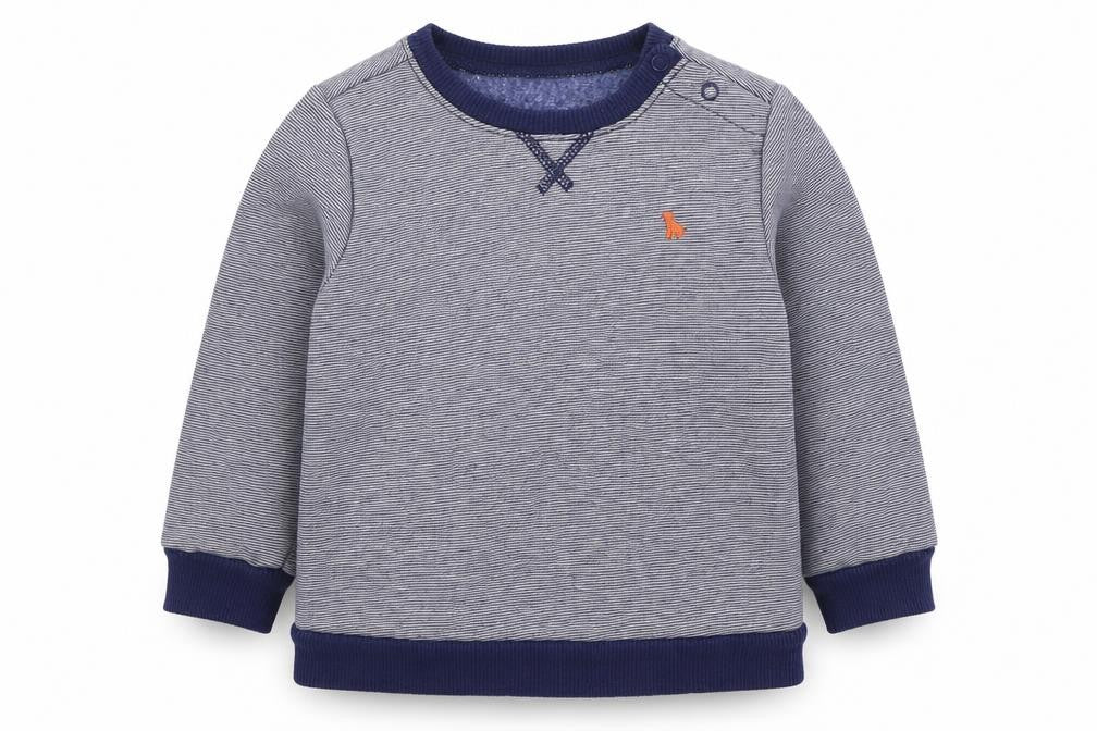Front view of Carters boys’ blue cotton pullover sweatshirt, size 2, years pullover