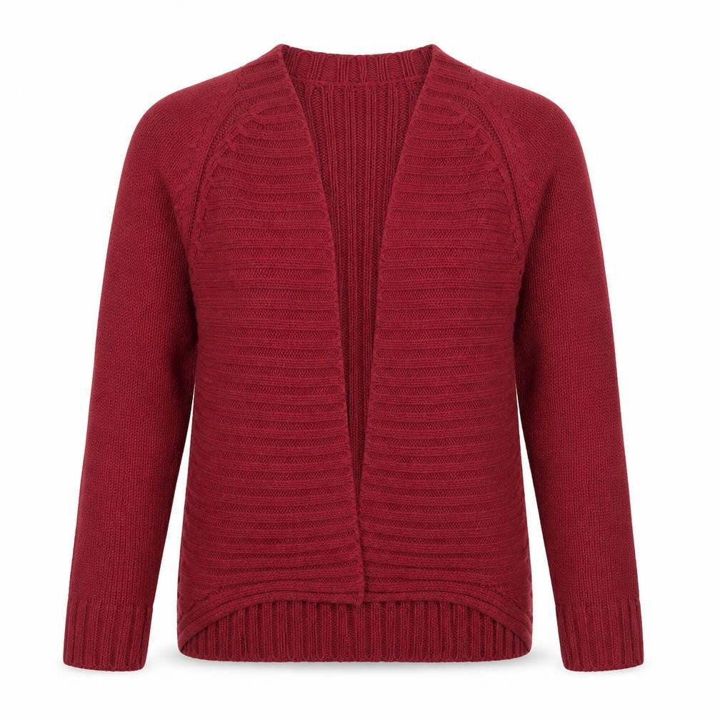 Front view of Fabrizo women’s purple v-neck acrylic jumper, size M