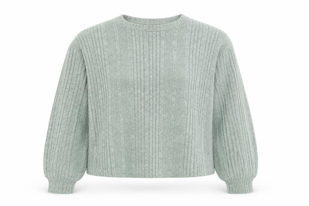 Front view of SHEIN women’s green polyester pullover sweatshirt, size S, pullover