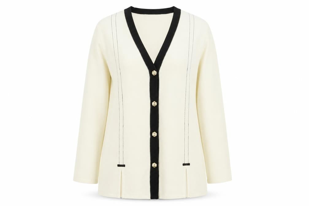 la confidence Womens Beige Round Neck Viscose Cardigan Jumper Size M