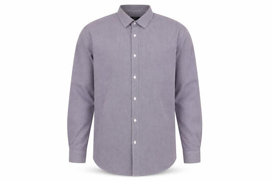 Front view of George men’s purple check polyester button-up, size 44, collared