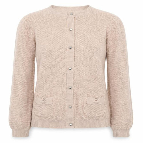 savida Womens Pink Round Neck Cotton Cardigan Jumper Size S