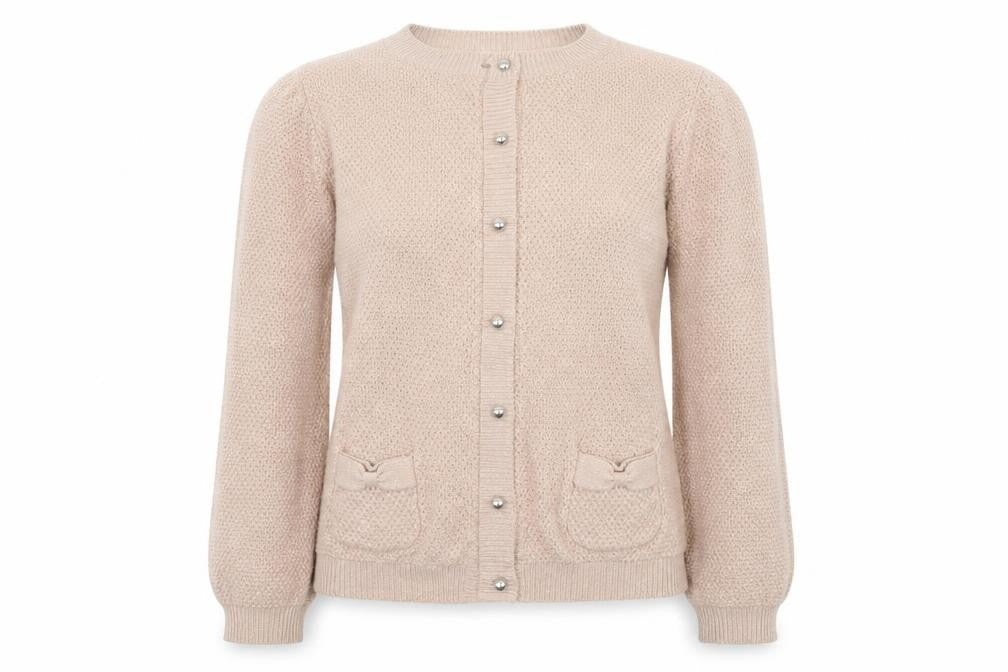 savida Womens Pink Round Neck Cotton Cardigan Jumper Size S