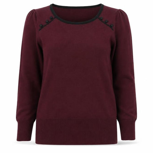 Red Herring Womens Purple Round Neck Viscose Henley Jumper Size 10