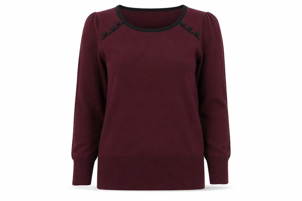 Red Herring Womens Purple Round Neck Viscose Henley Jumper Size 10