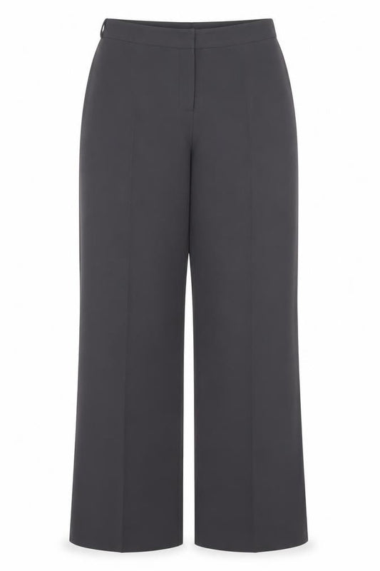 Front view of Principles women’s purple polyester trousers, size UK 14, 30-inch leg regular button